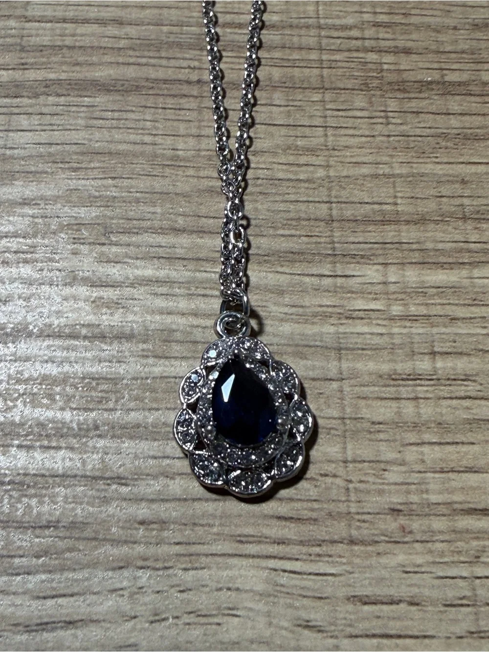 paparazzi Navy Teardrop Pendant Necklace - Silver Tone - Picture 2 of 4